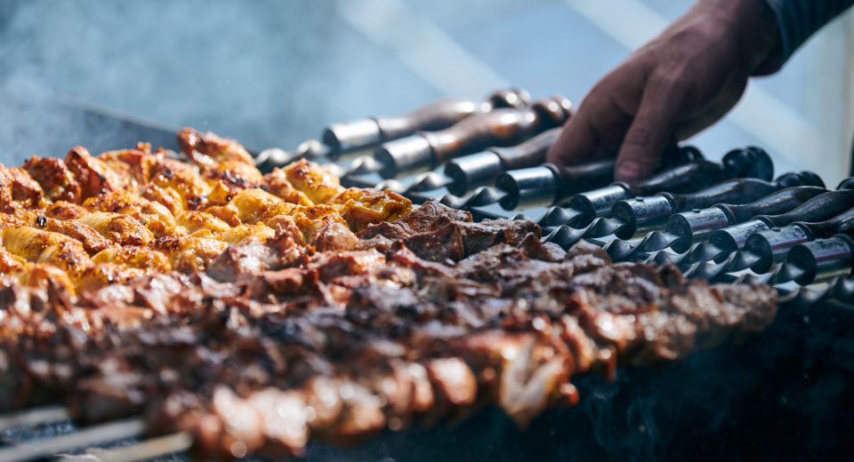 cooking pork barbecue with skewers cubes of meat o 2025 03 16 11 02 01 utc