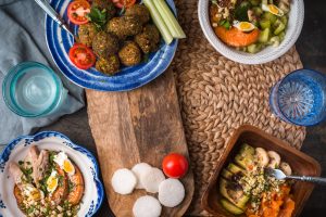 festive table with falafel vegetable salad and dr 2024 09 30 01 43 17 utc
